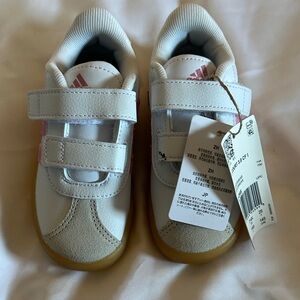 Adidas Kids White and Pink Sneakers